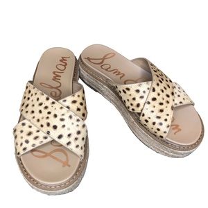 Sam Edelman Korina Platform Espadrille Sandals Size 6.5 Cheetah Leopard